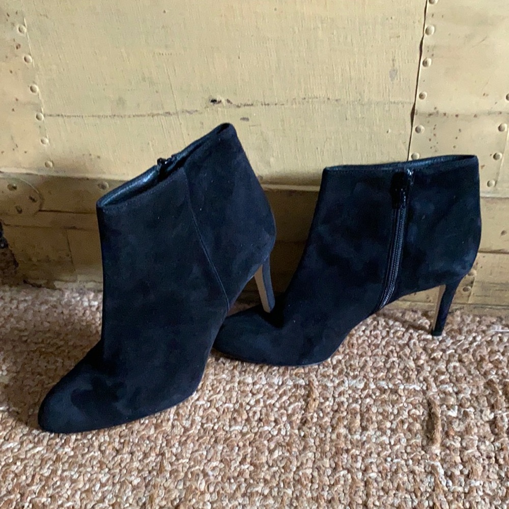 J. CREW ANKLE BOOTIES BLACK 100% SUEDE LEATHER HIGH HEEL BOOT BOOTIES